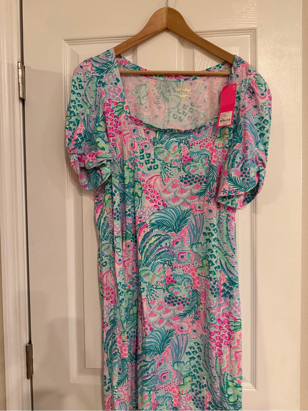 NWT Lilly Pulitzer Haydn Dress Banana Split XL Puff Sleeve Cotton